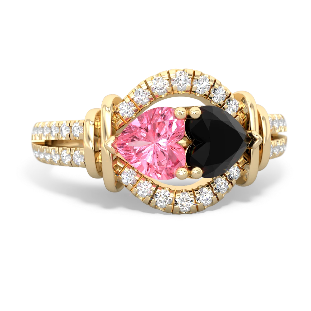Lab Pink Sapphire Art-Deco Keepsake 14K Yellow Gold ring R5630