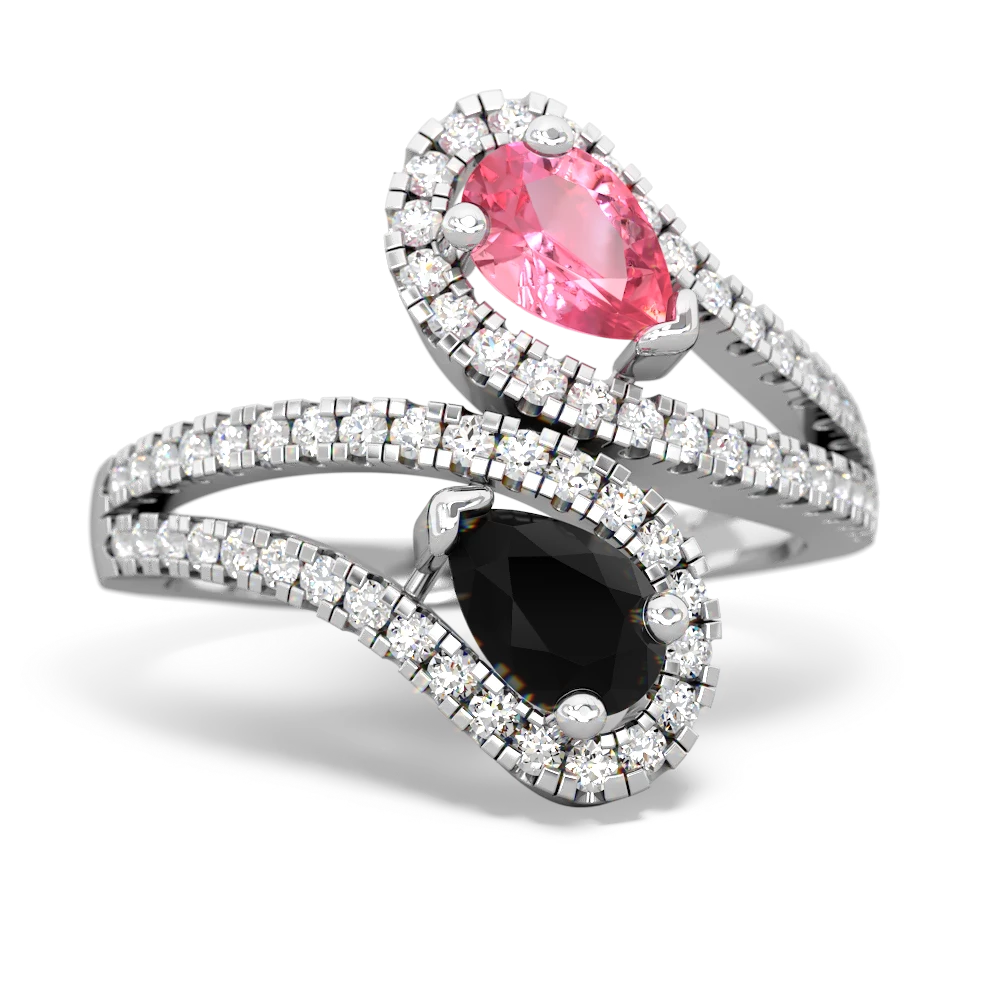 Lab Pink Sapphire Diamond Dazzler 14K White Gold ring R3000