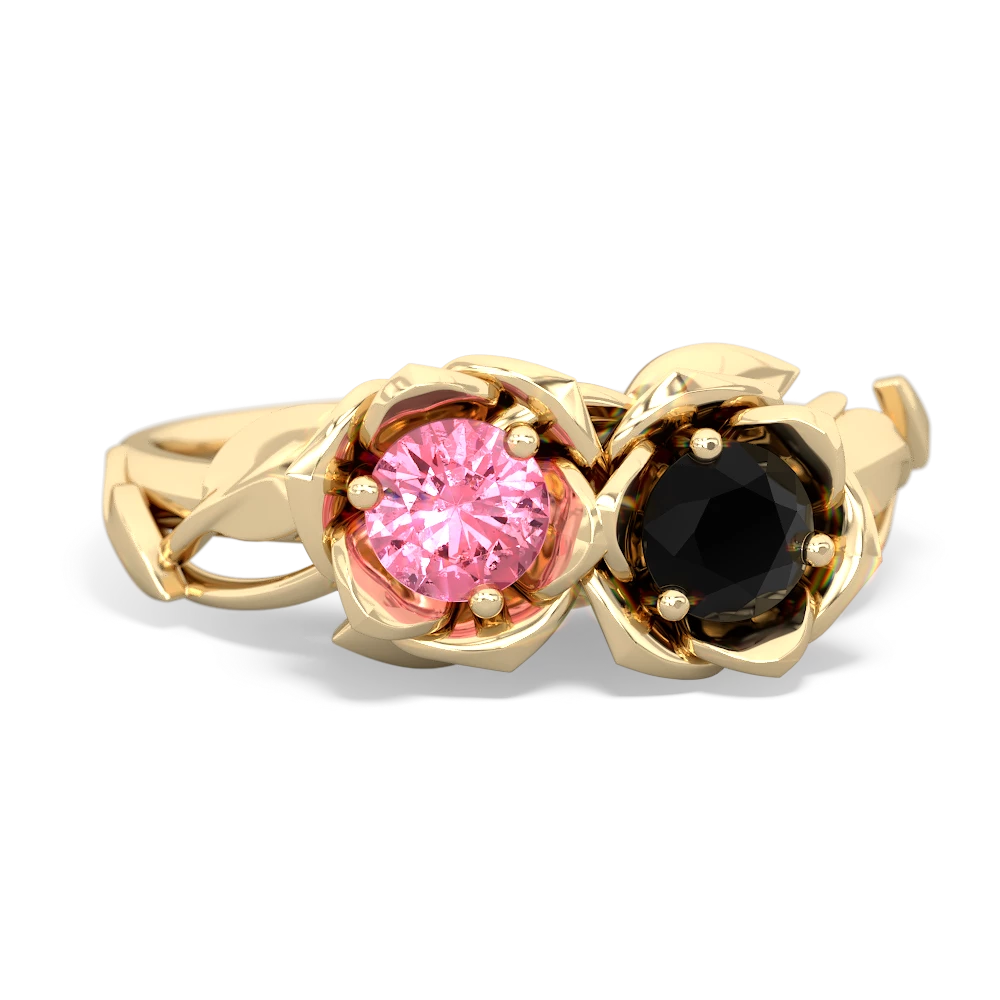 Lab Pink Sapphire Rose Garden 14K Yellow Gold ring R5510