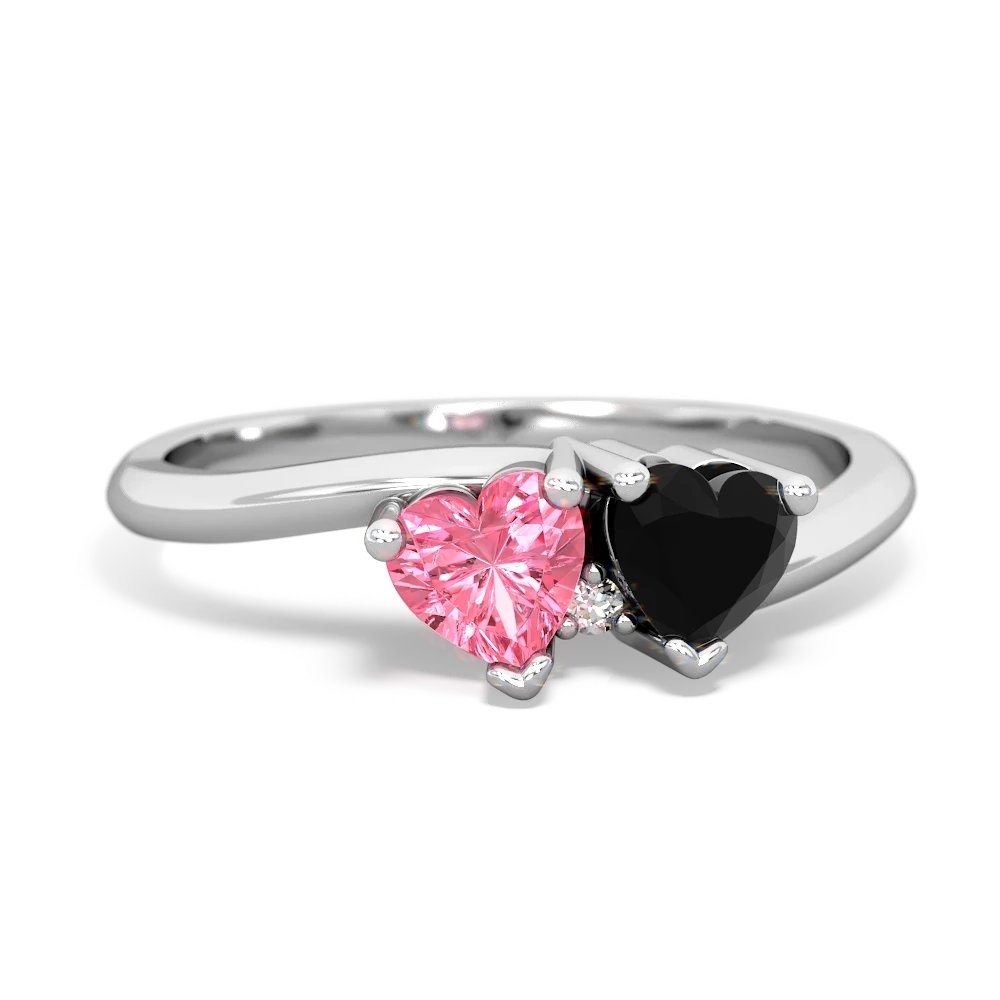 Lab Pink Sapphire Sweethearts 14K White Gold ring R5260