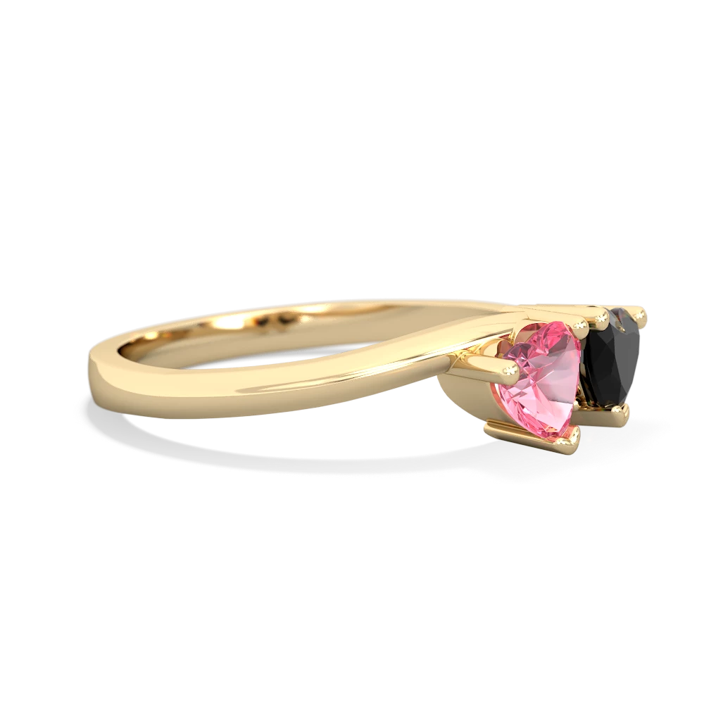 Lab Pink Sapphire Sweethearts 14K Yellow Gold ring R5260