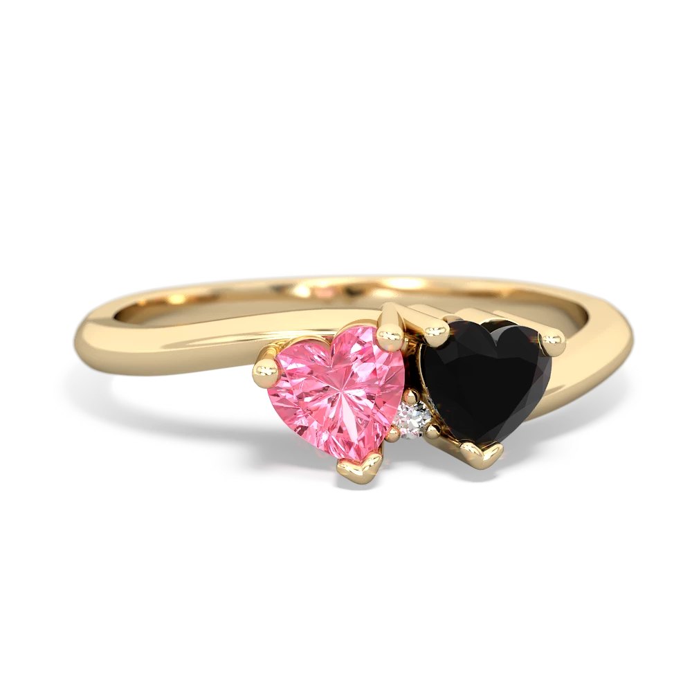 Lab Pink Sapphire Sweethearts 14K Yellow Gold ring R5260