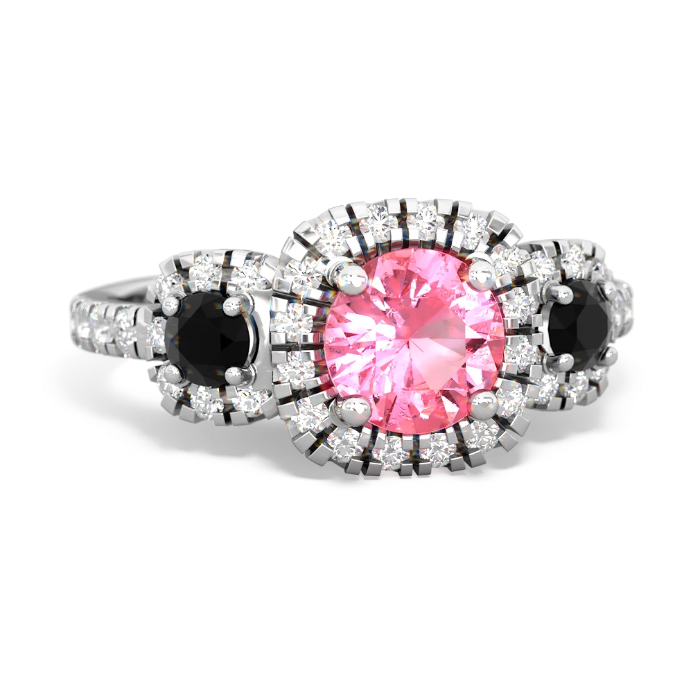 Lab Pink Sapphire Regal Halo 14K White Gold ring R5350