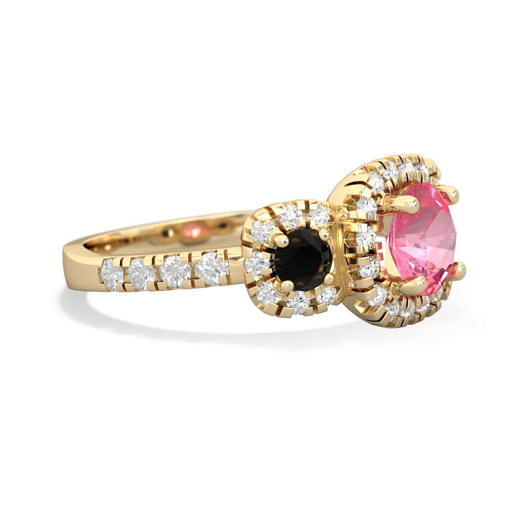 Lab Pink Sapphire Regal Halo 14K Yellow Gold ring R5350