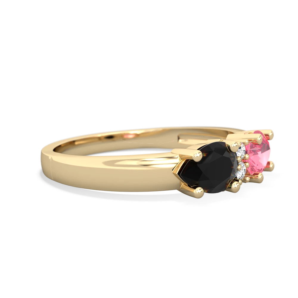 Lab Pink Sapphire Pear Bowtie 14K Yellow Gold ring R0865