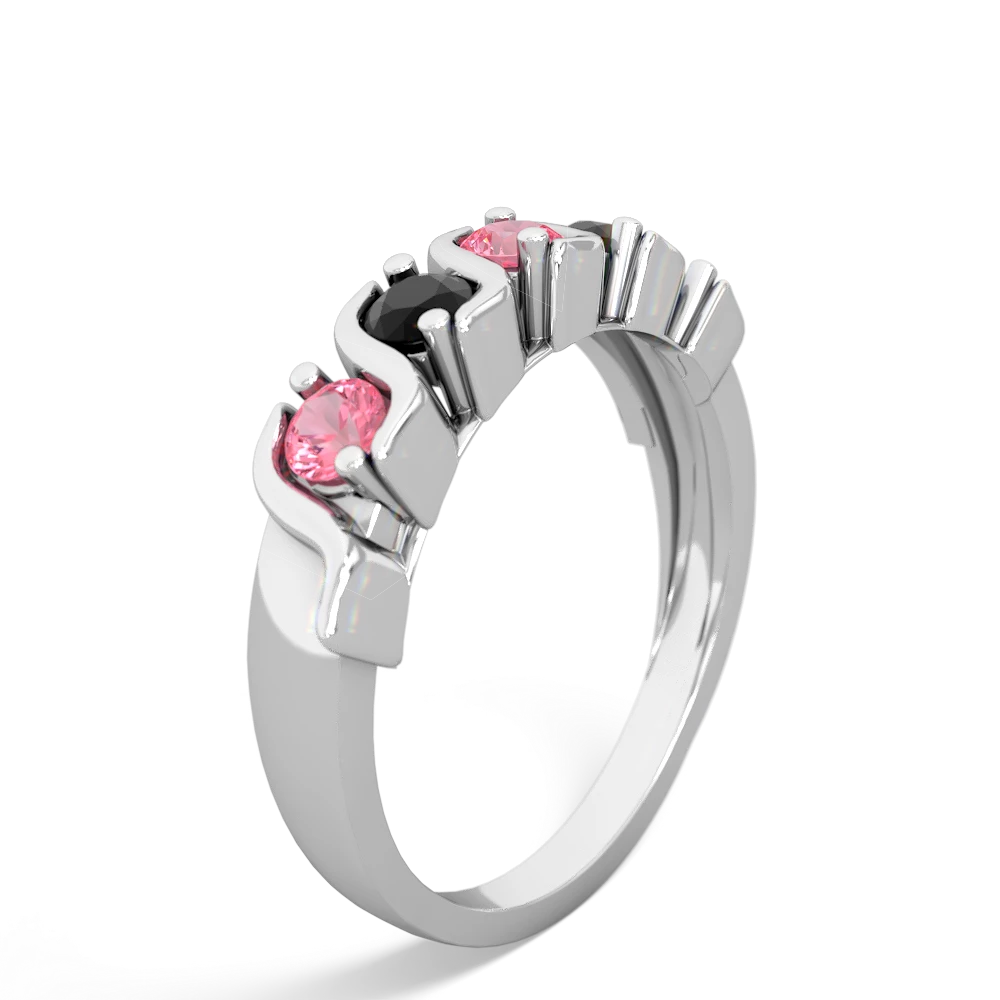 Lab Pink Sapphire Anniversary Band 14K White Gold ring R2089