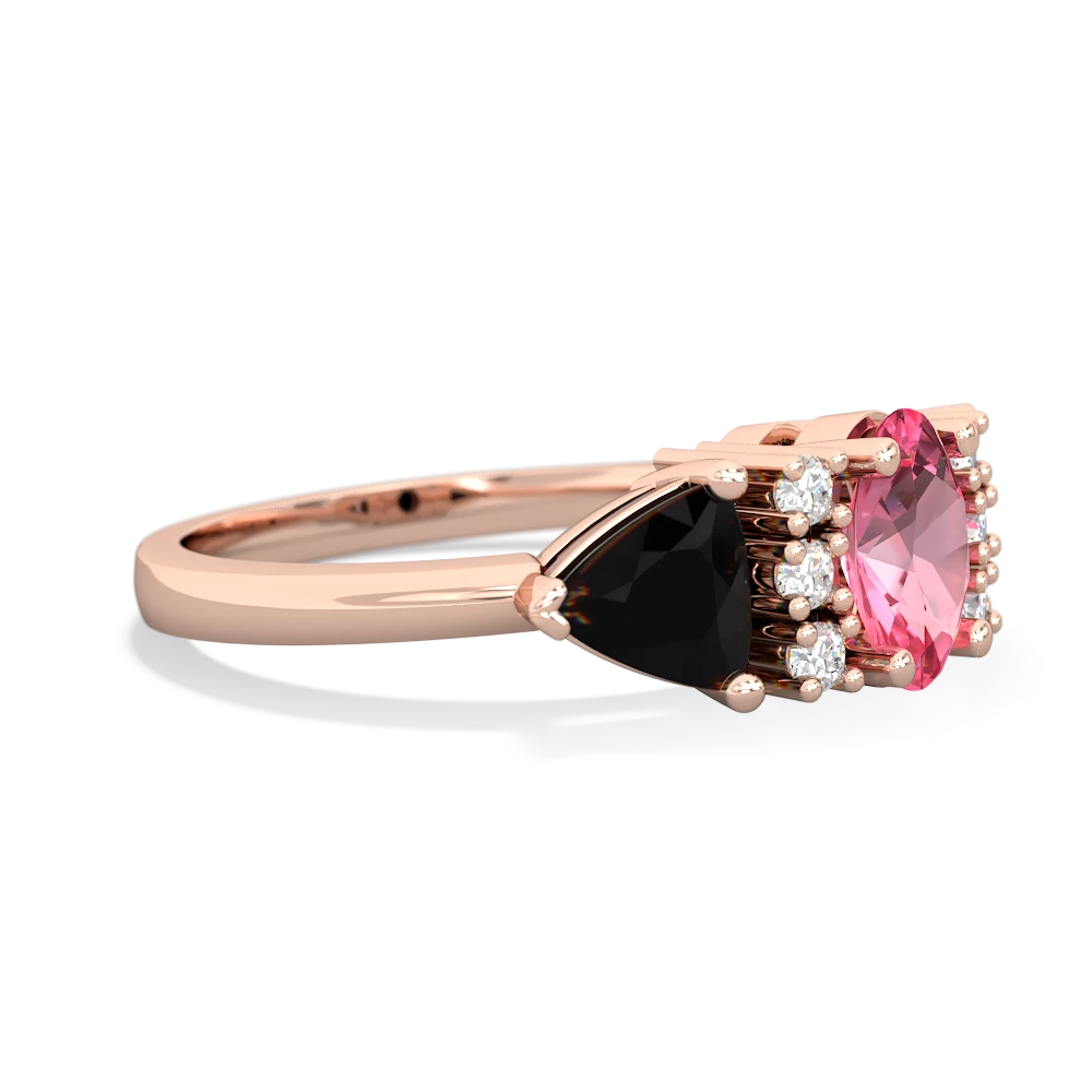 Lab Pink Sapphire Antique Style Three Stone 14K Rose Gold ring R2186