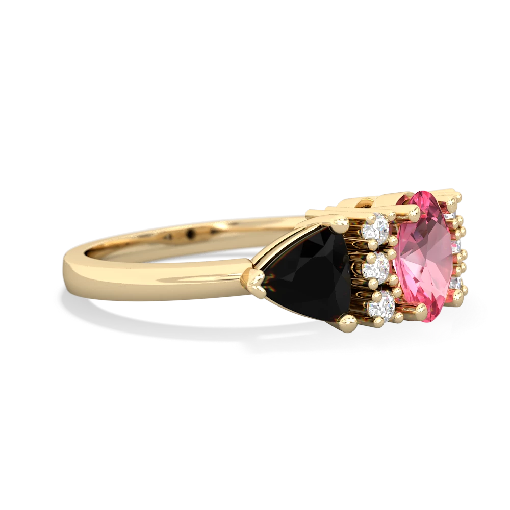 Lab Pink Sapphire Antique Style Three Stone 14K Yellow Gold ring R2186