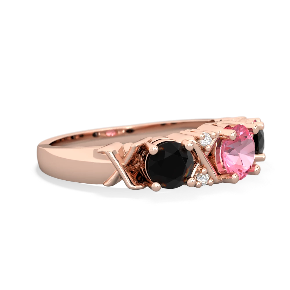 Lab Pink Sapphire Hugs And Kisses 14K Rose Gold ring R5016