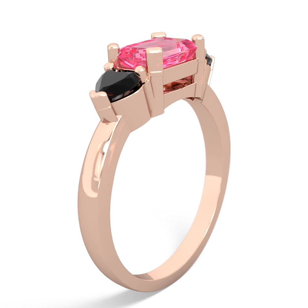 Lab Pink Sapphire Three Stone 14K Rose Gold ring R5235