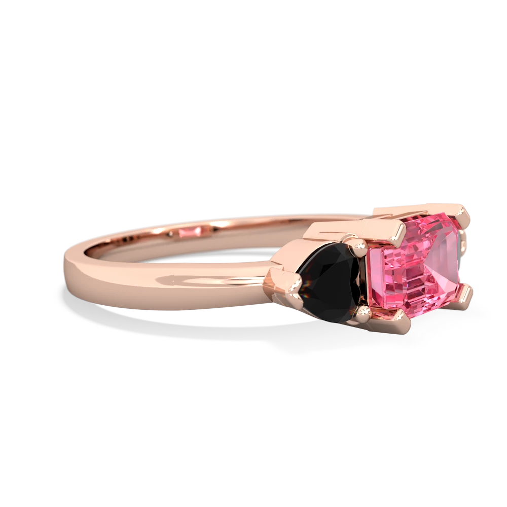 Lab Pink Sapphire Three Stone 14K Rose Gold ring R5235