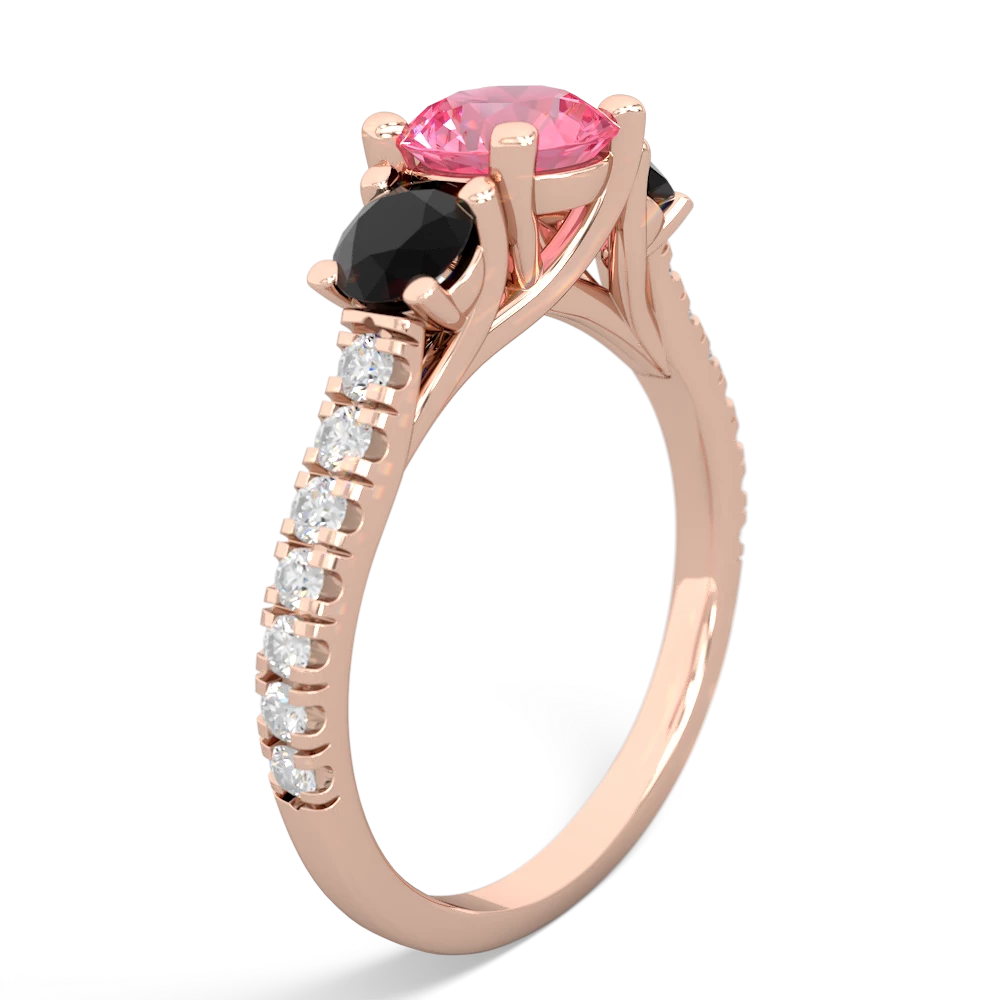 Lab Pink Sapphire Pave Trellis 14K Rose Gold ring R5500