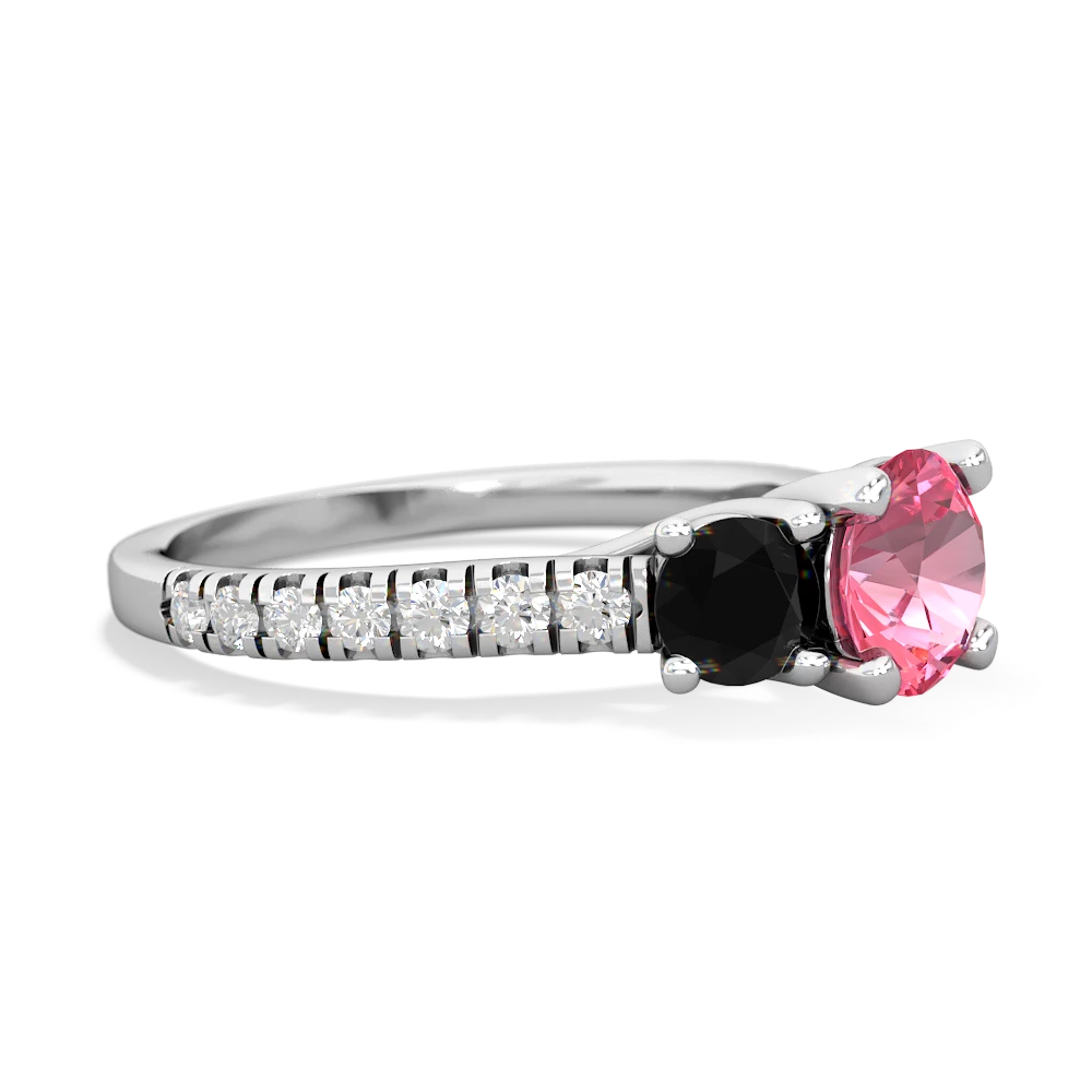 Lab Pink Sapphire Pave Trellis 14K White Gold ring R5500