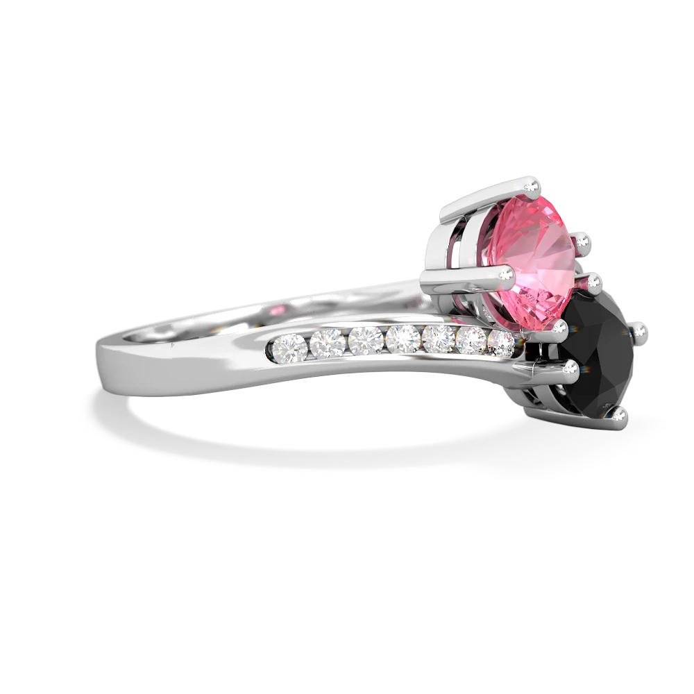 Lab Pink Sapphire Channel Set Two Stone 14K White Gold ring R5303