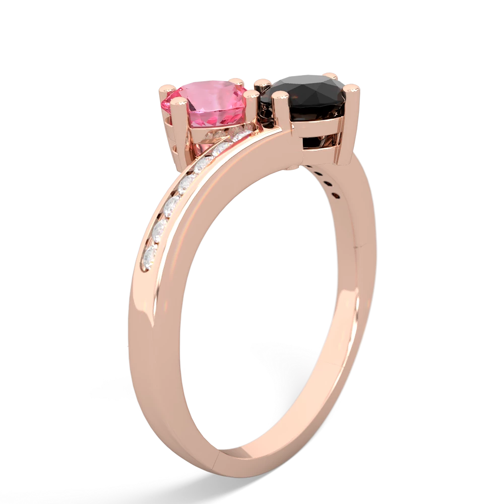 Lab Pink Sapphire Channel Set Two Stone 14K Rose Gold ring R5303