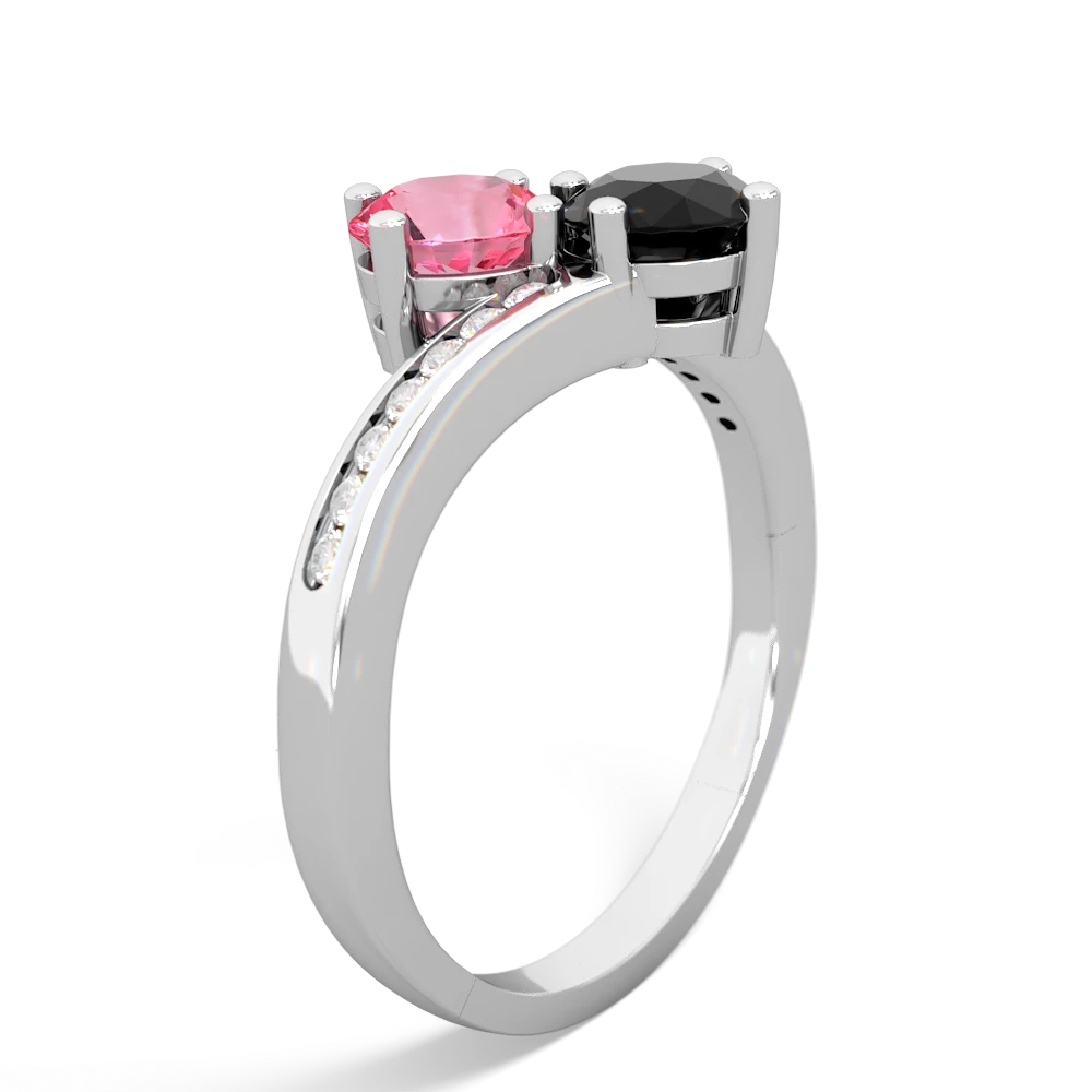 Lab Pink Sapphire Channel Set Two Stone 14K White Gold ring R5303