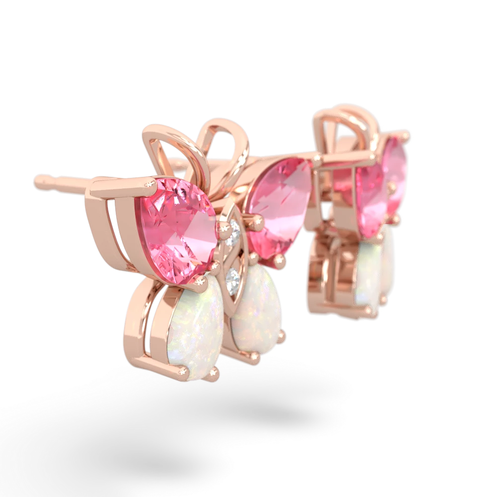 Lab Pink Sapphire Butterfly 14K Rose Gold earrings E2215