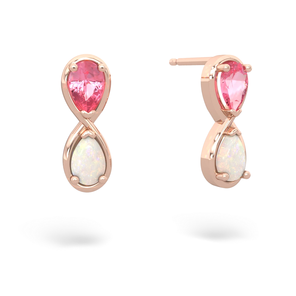 Lab Pink Sapphire Infinity 14K Rose Gold earrings E5050