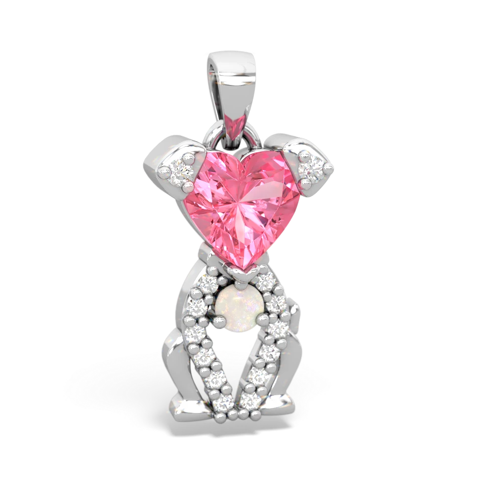 Lab Pink Sapphire Puppy Love 14K White Gold pendant P5800