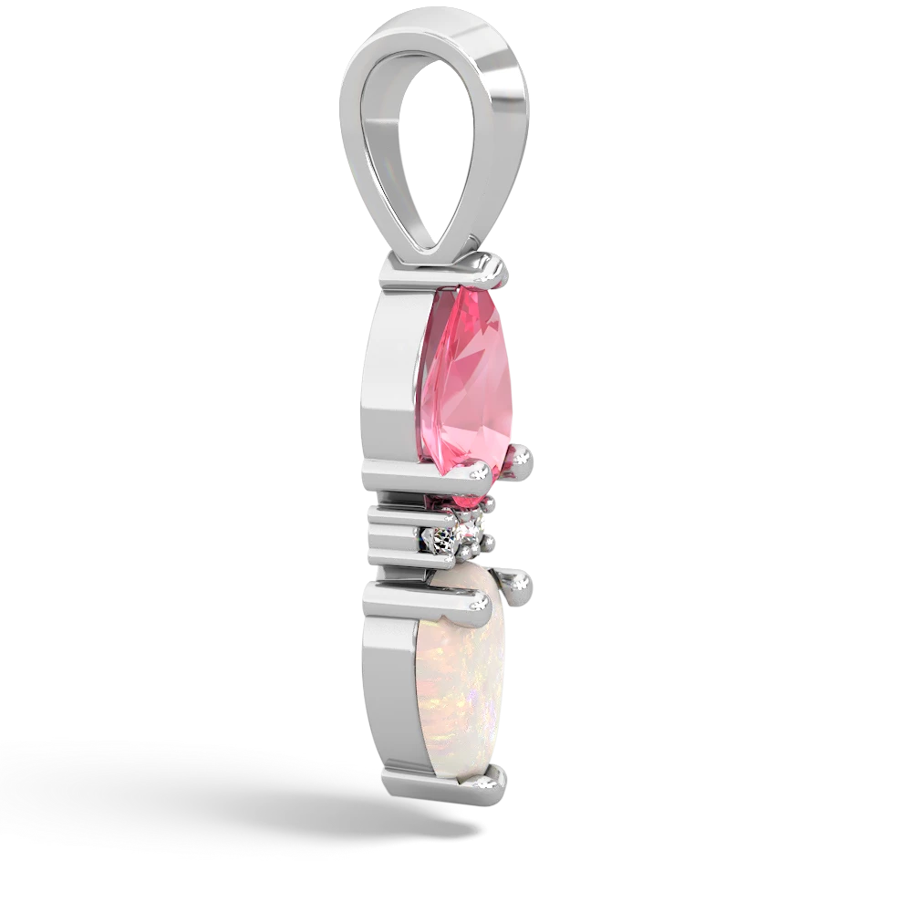 Lab Pink Sapphire Bowtie Drop 14K White Gold pendant P0865