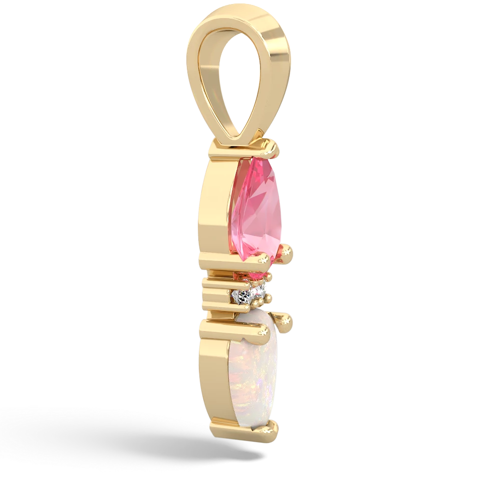 Lab Pink Sapphire Bowtie Drop 14K Yellow Gold pendant P0865