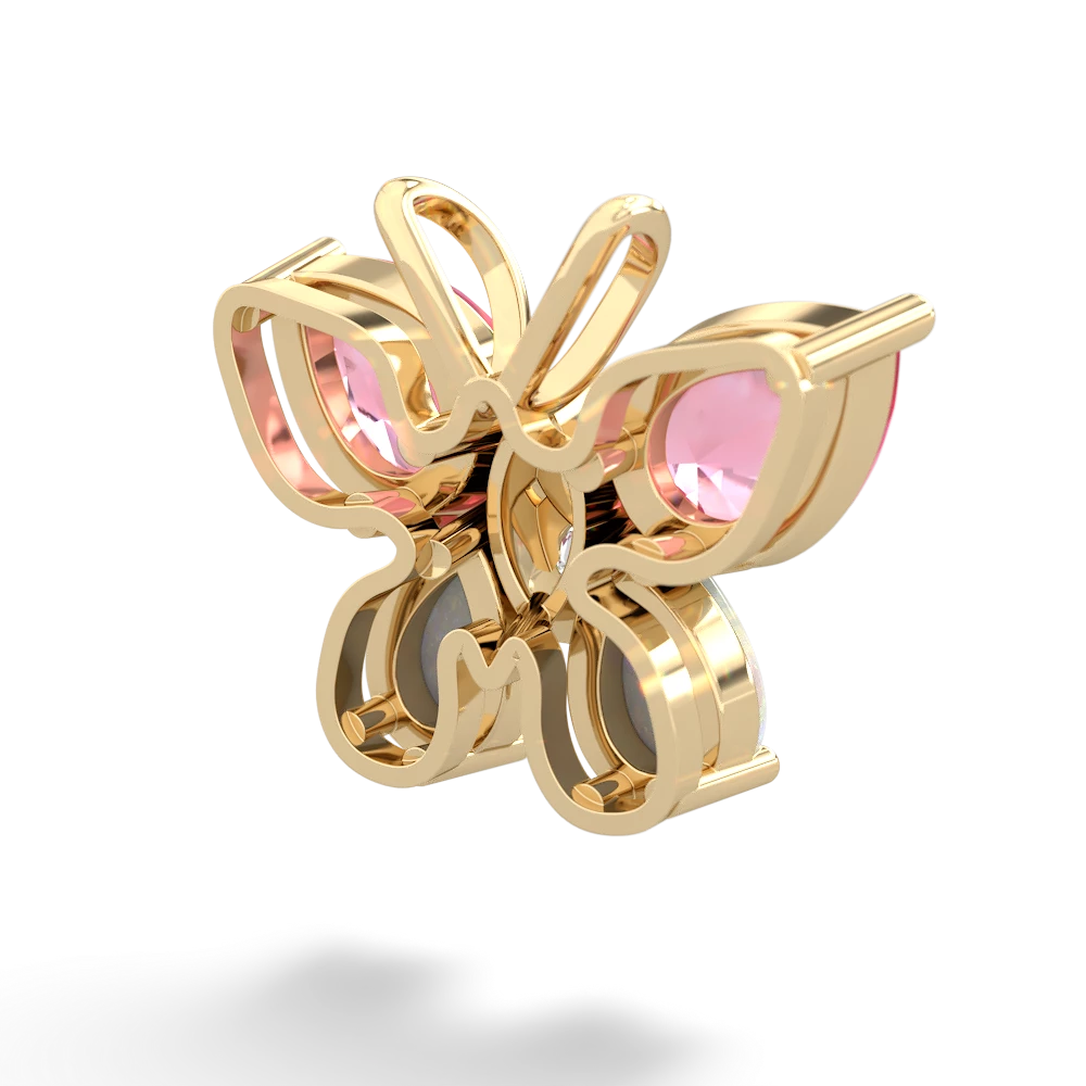 Lab Pink Sapphire Butterfly 14K Yellow Gold pendant P2215