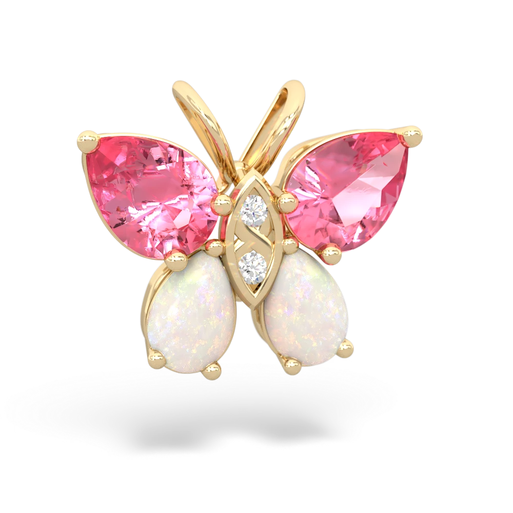 Lab Pink Sapphire Butterfly 14K Yellow Gold pendant P2215