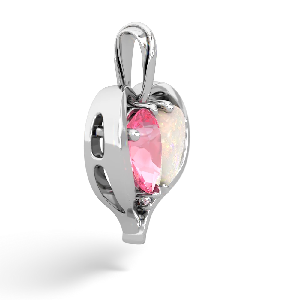 Lab Pink Sapphire Two Become One 14K White Gold pendant P5330