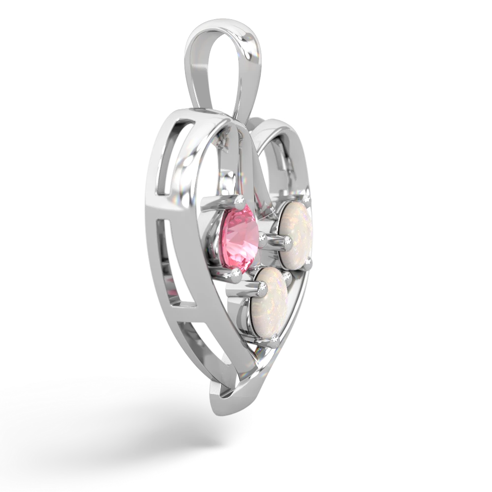 Lab Pink Sapphire Glowing Heart 14K White Gold pendant P2233