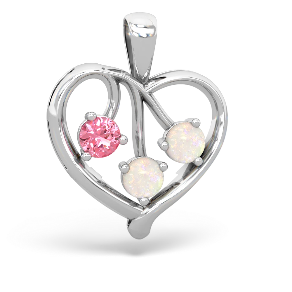 Lab Pink Sapphire Glowing Heart 14K White Gold pendant P2233