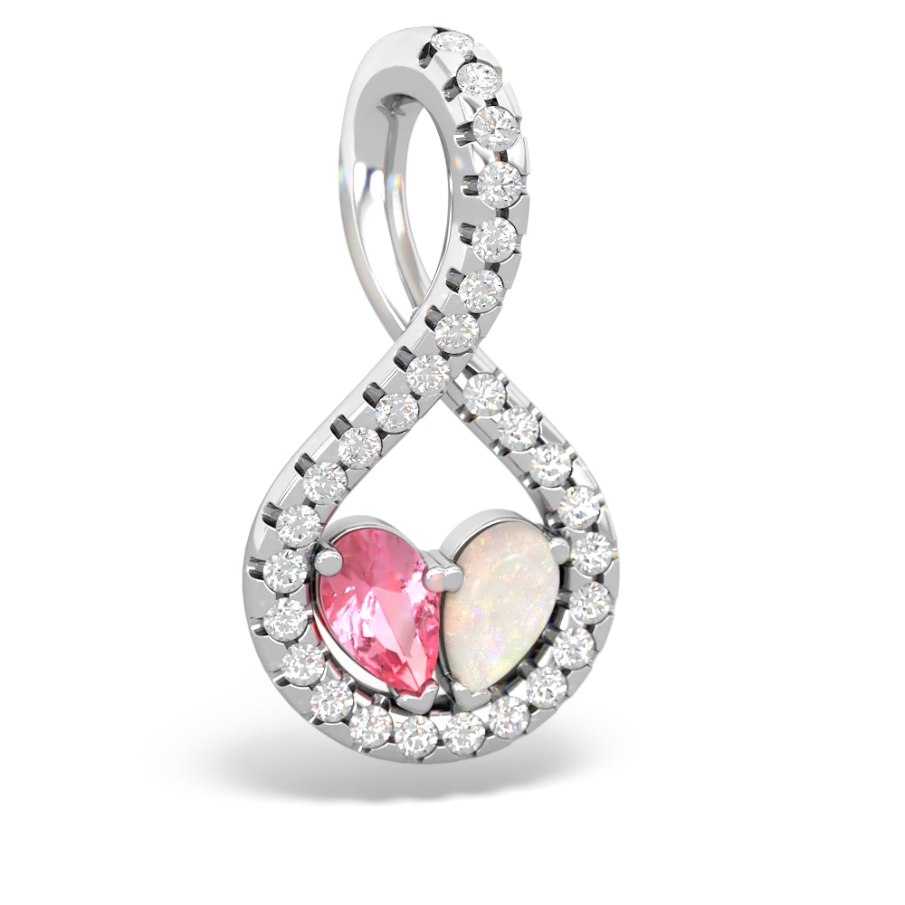 Lab Pink Sapphire Pave Twist 'One Heart' 14K White Gold pendant P5360