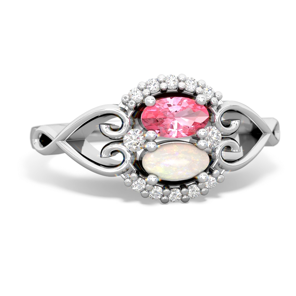 Lab Pink Sapphire Love Nest 14K White Gold ring R5860