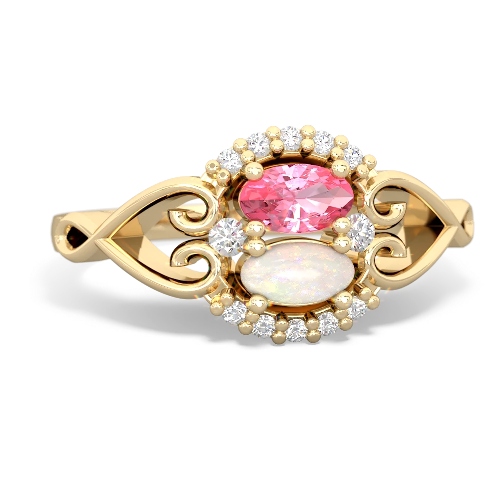 Lab Pink Sapphire Love Nest 14K Yellow Gold ring R5860