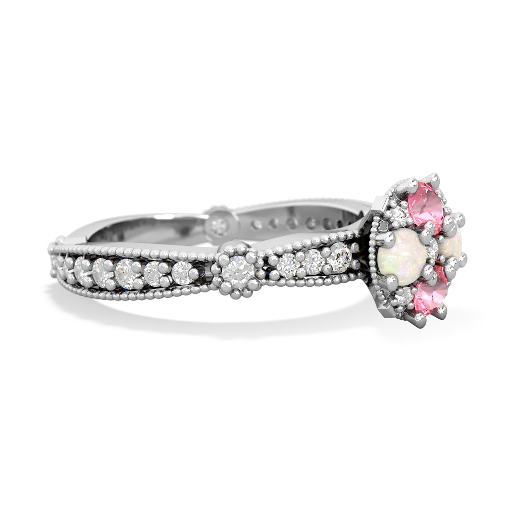 Lab Pink Sapphire Sparkling Tiara Cluster 14K White Gold ring R26293RD