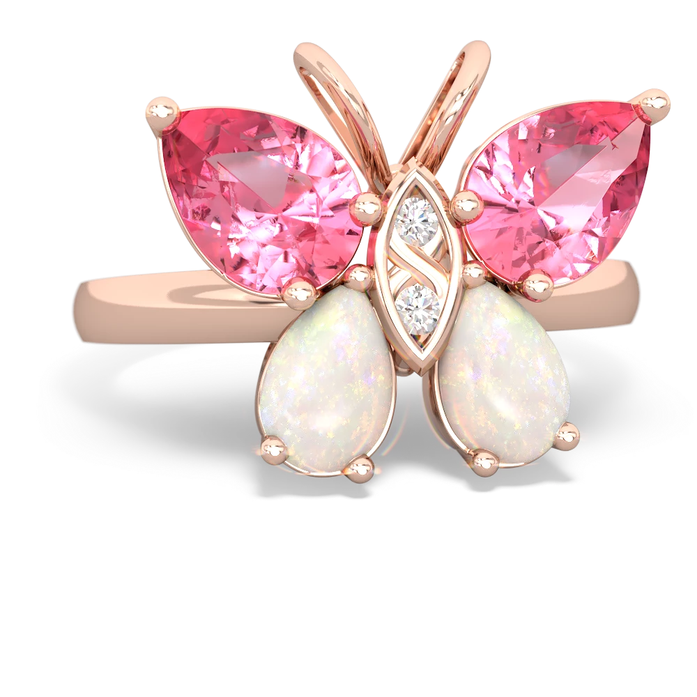 Lab Pink Sapphire Butterfly 14K Rose Gold ring R2215