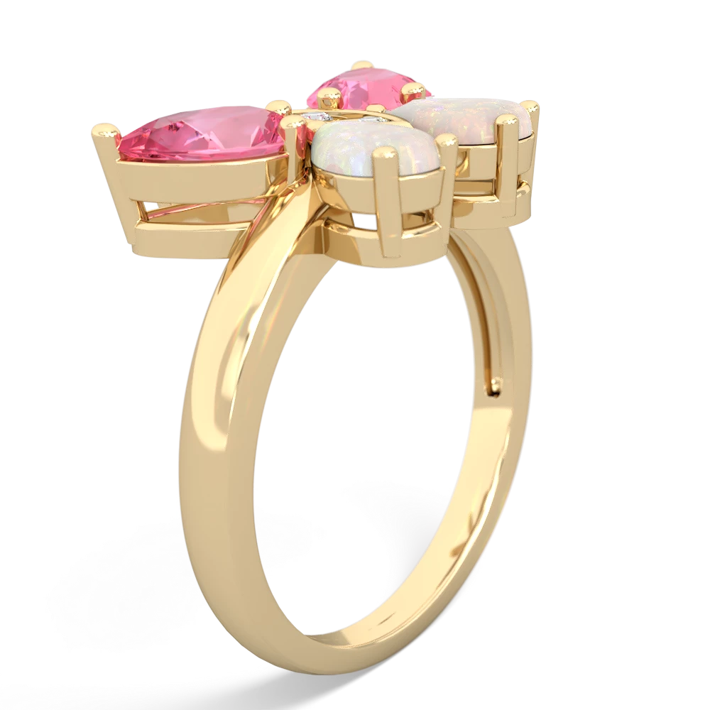 Lab Pink Sapphire Butterfly 14K Yellow Gold ring R2215