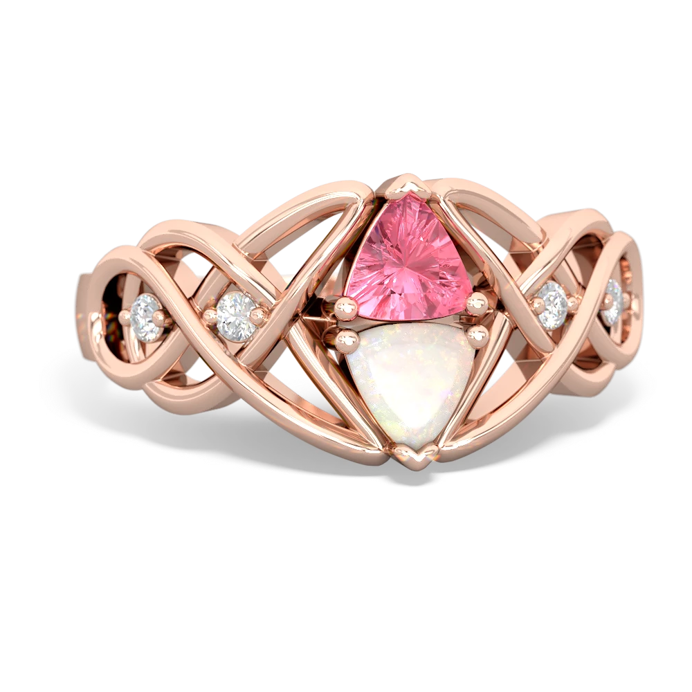 Lab Pink Sapphire Keepsake Celtic Knot 14K Rose Gold ring R5300