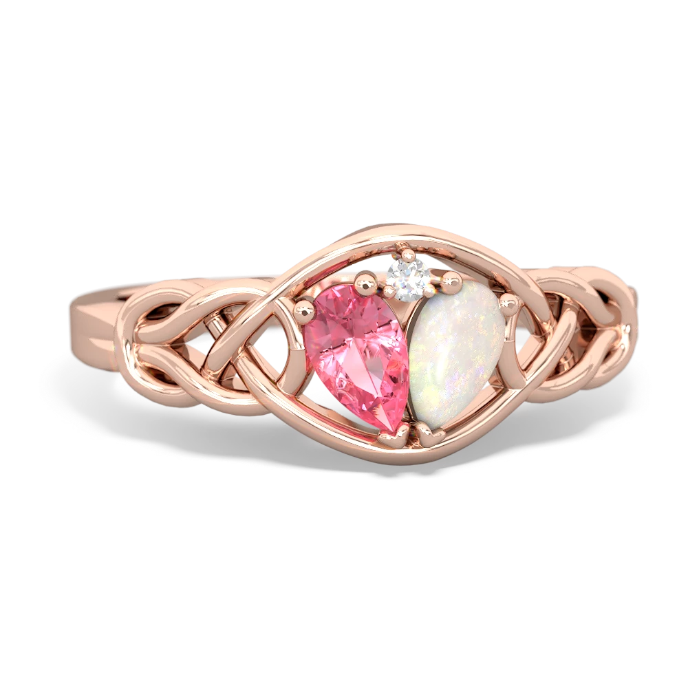 Lab Pink Sapphire Celtic Love Knot 14K Rose Gold ring R5420