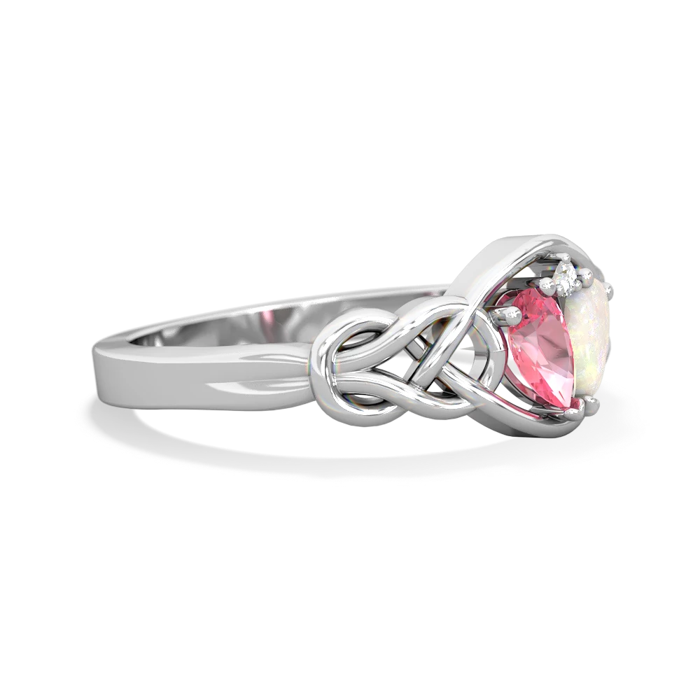 Lab Pink Sapphire Celtic Love Knot 14K White Gold ring R5420