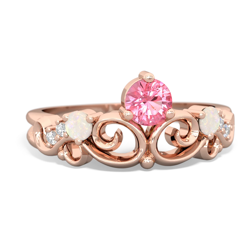 Lab Pink Sapphire Crown Keepsake 14K Rose Gold ring R5740