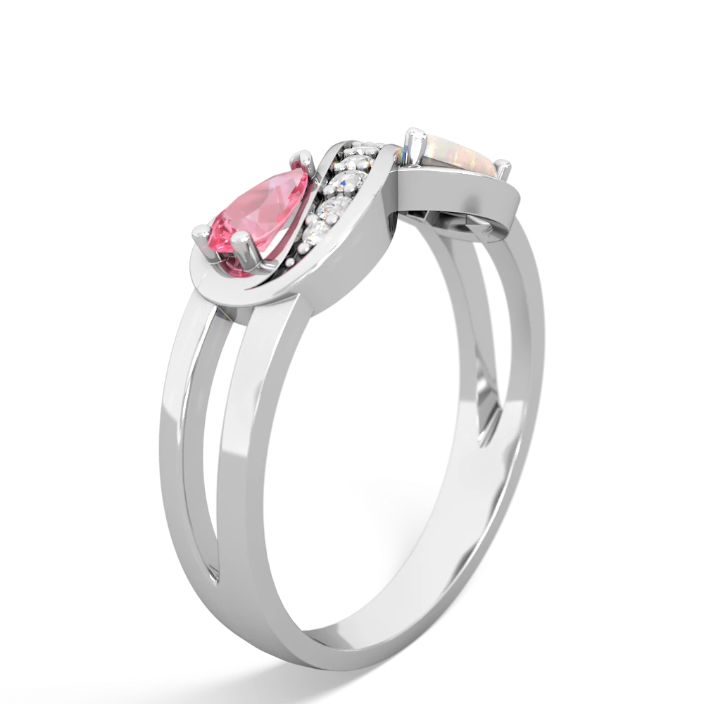 Lab Pink Sapphire Diamond Infinity 14K White Gold ring R5390