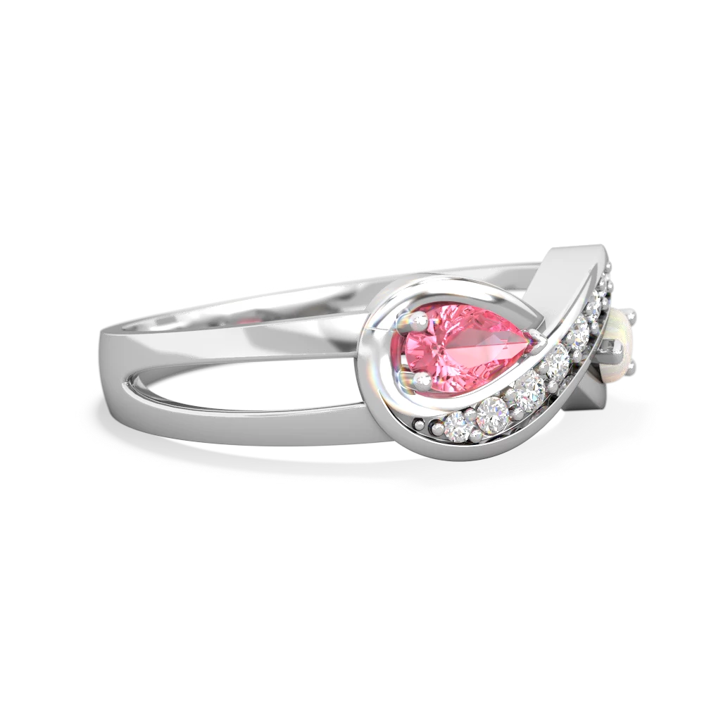 Lab Pink Sapphire Diamond Infinity 14K White Gold ring R5390