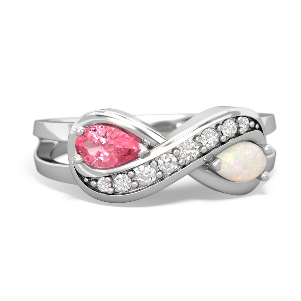 Lab Pink Sapphire Diamond Infinity 14K White Gold ring R5390