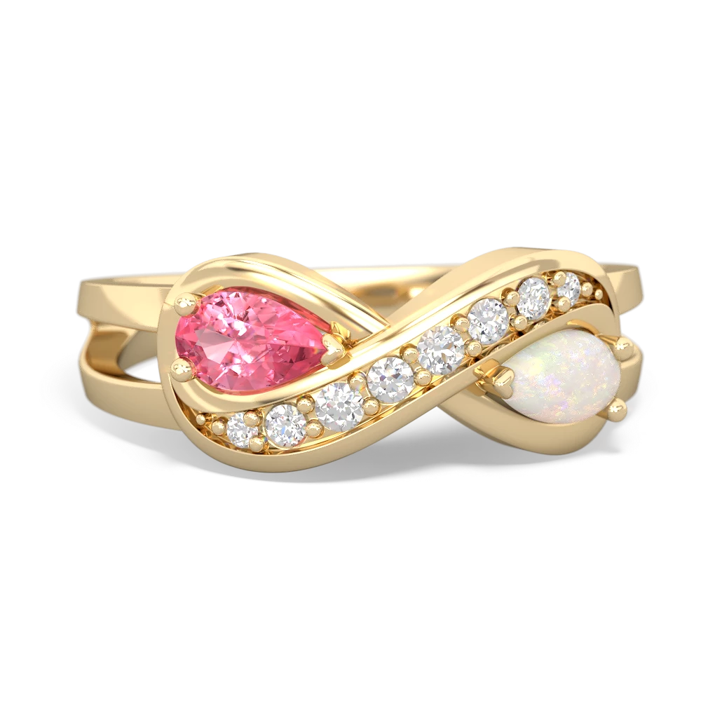 Lab Pink Sapphire Diamond Infinity 14K Yellow Gold ring R5390