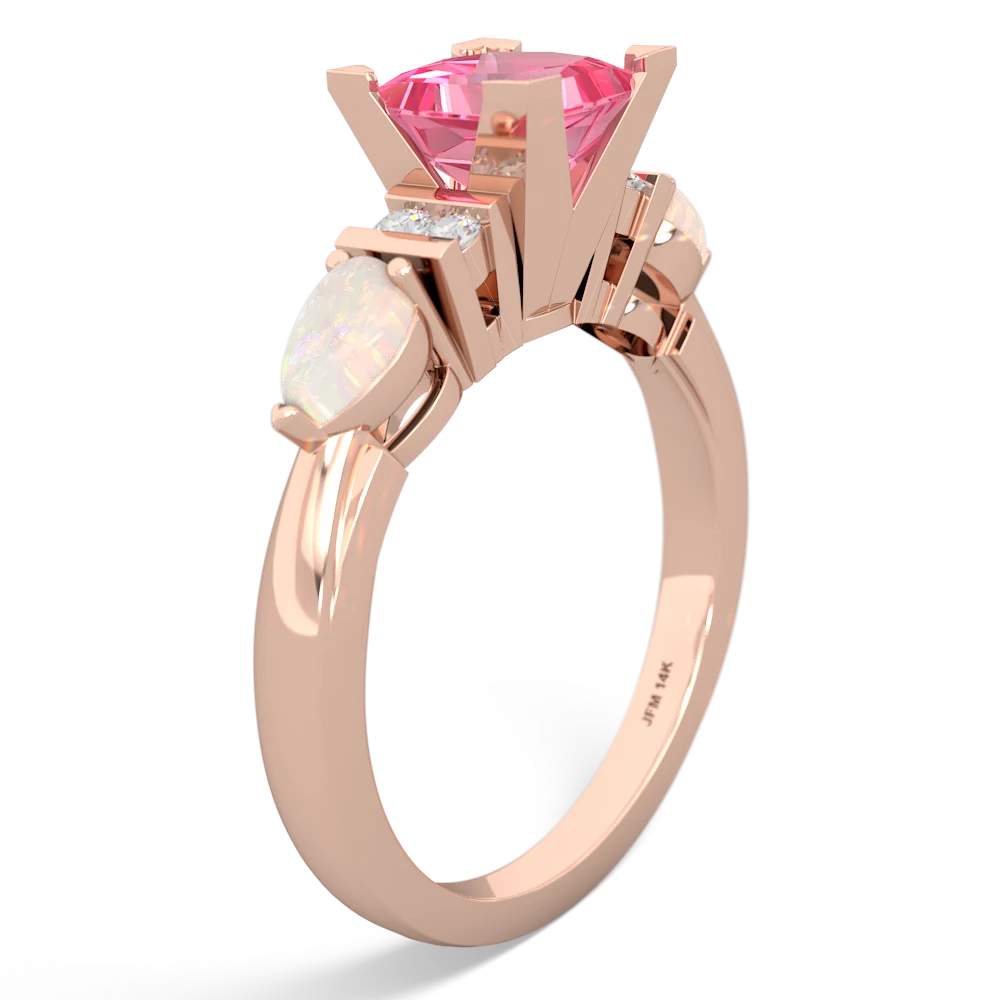 Lab Pink Sapphire 6Mm Princess Eternal Embrace Engagement 14K Rose Gold ring C2002