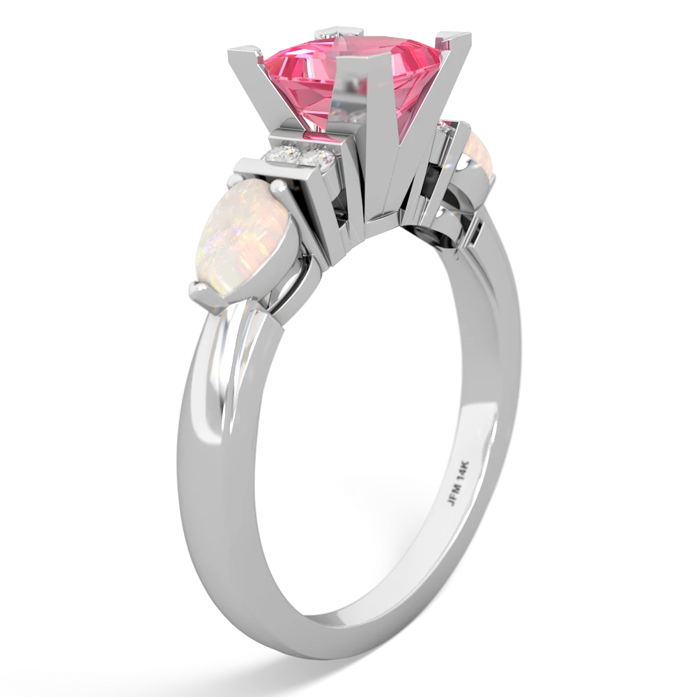 Lab Pink Sapphire 6Mm Princess Eternal Embrace Engagement 14K White Gold ring C2002