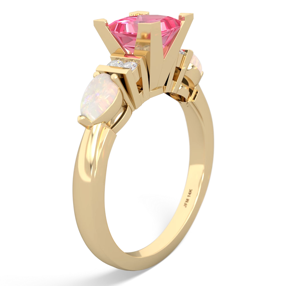 Lab Pink Sapphire 6Mm Princess Eternal Embrace Engagement 14K Yellow Gold ring C2002