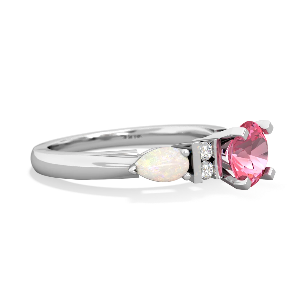 Lab Pink Sapphire 6Mm Round Eternal Embrace Engagement 14K White Gold ring R2005