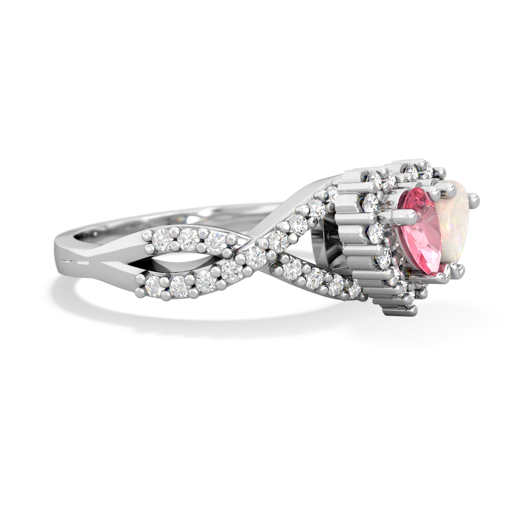 Lab Pink Sapphire Diamond Twist 'One Heart' 14K White Gold ring R2640HRT