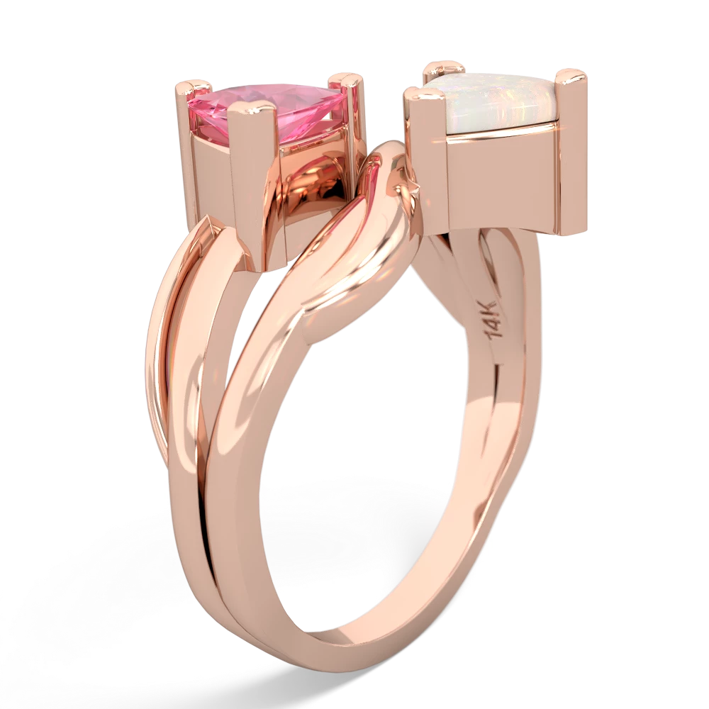 Lab Pink Sapphire Split Band Swirl 14K Rose Gold ring R2341